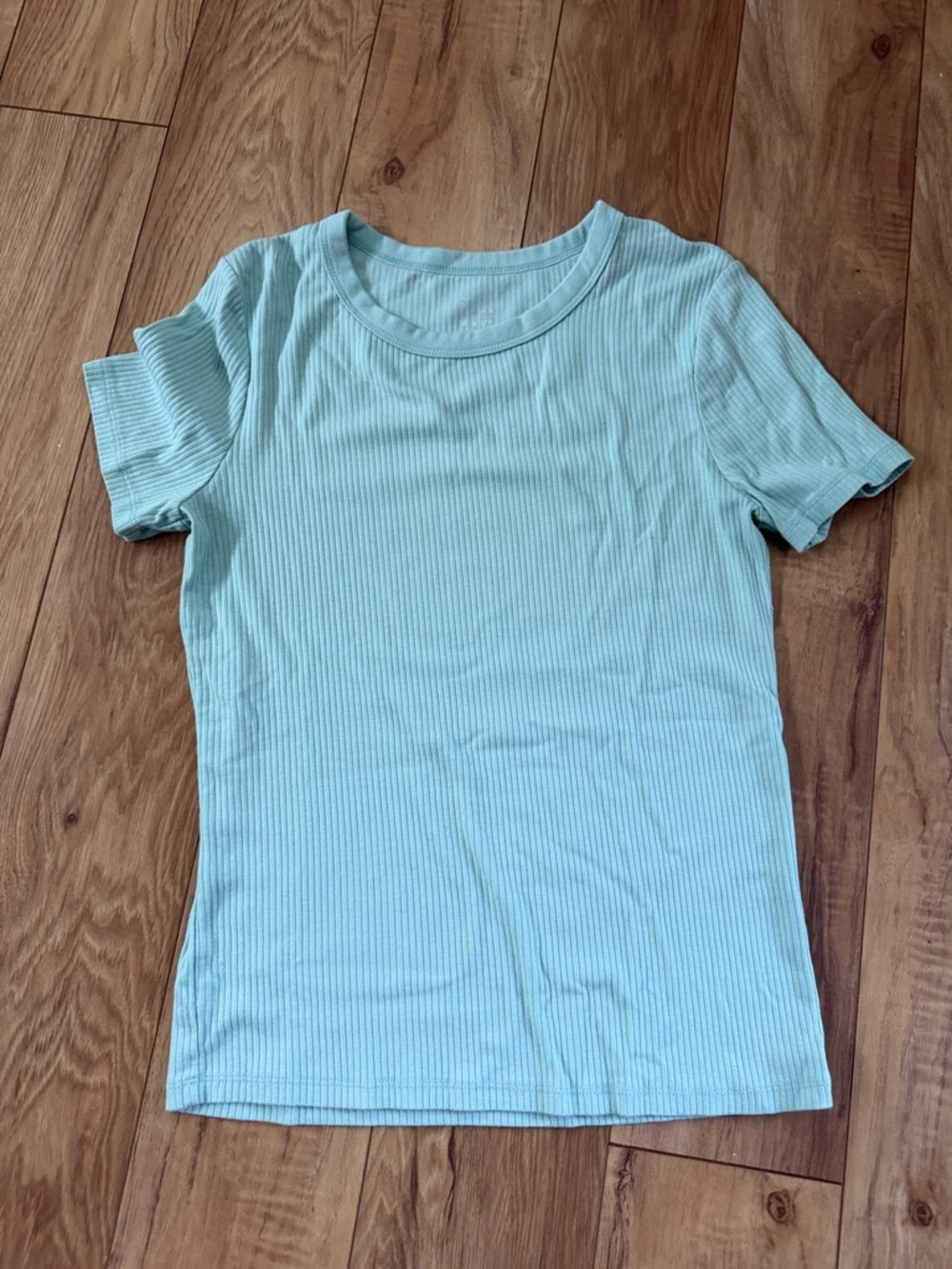 a new day Ribbed Short-Sleeve Tee in Light Aqua